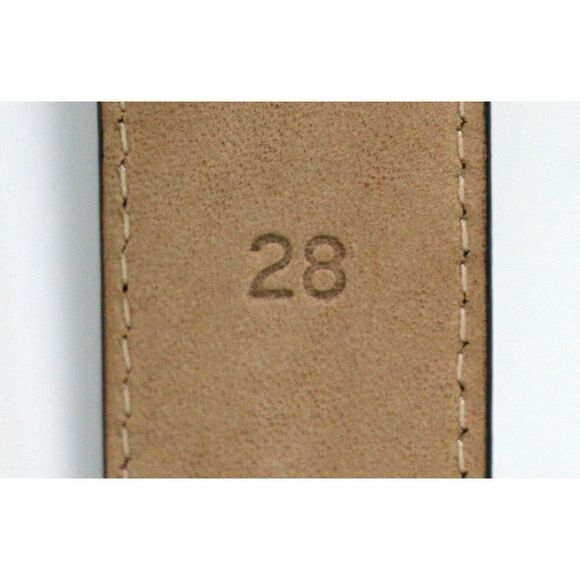 AUTH TIFFANY 1992 SOLID 18K 750 22g GOLD BUCKLE BLACK LEATHER SKINNY BELT 28 USA - Picture 9 of 12